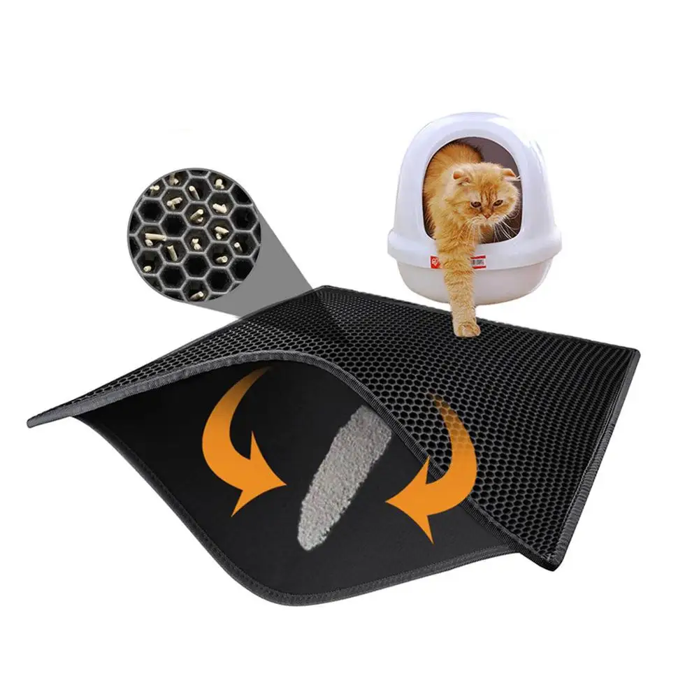 black HEYPET коврик для кошачьего туалета, Водонепроницаемый EVA двухслойный коврик для кошачьего туалета, складной нескользящий коврик для кошек, чистый коврик для кошачьих принадлежностей - Цвет: black