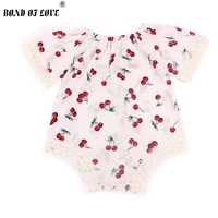 baby girl clothes newborn cherry pattern casual clothes lace short sleeveless infant jumpsuit bodysuit playsuit sunsuit