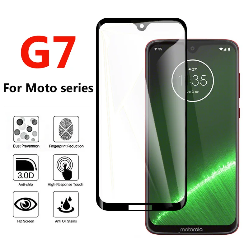 Полное покрытие Защитное стекло для Motorola Moto G7 Play Plus Power Verre защита экрана защитная