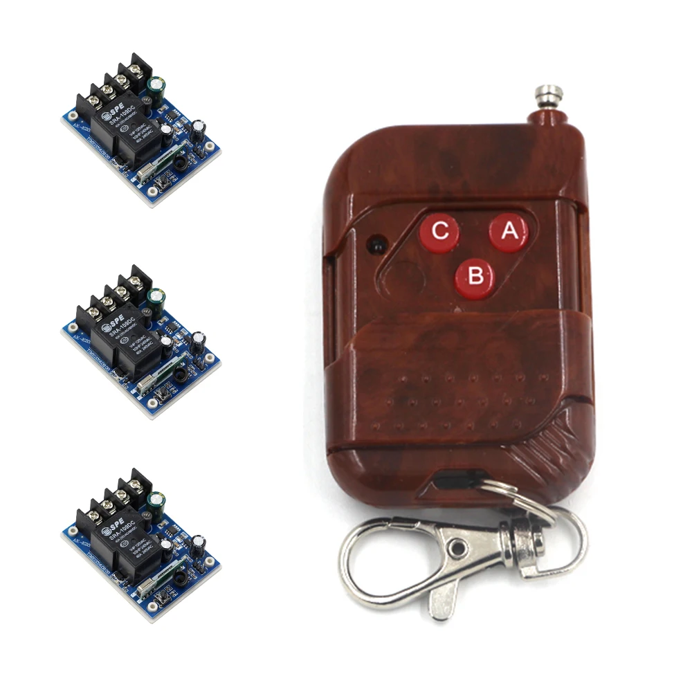 

Горячая продажа DC 12V 24V 36V 48V 30 A 1 канал RF беспроводной пульт дистанционного управления 3 приемника и 1 персиковый передатчик обучающий код
