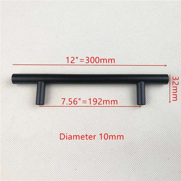 10 12inch 192mm Матовая черная квадратная ручка из нержавеющей стали Ручка для кухонной двери мебельный ящик "~ 24" - Цвет: 10 12inch 192mm