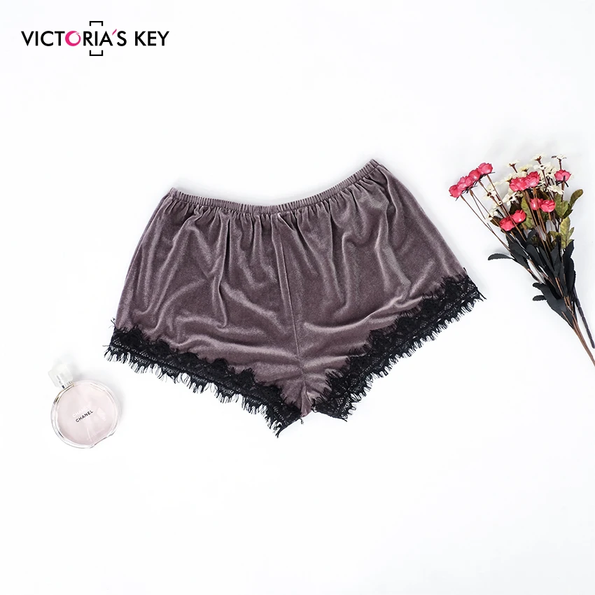 VICTORIA'S KEY женские привлекательные пижамные комплекты коричневые бархатные топики кружевные топы и шорты 2 шт. Женская одежда для сна Ночная Пижама
