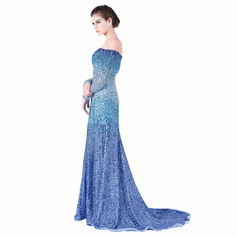 Женское вечернее платье Русалка с вырезом лодочкой и длинным рукавом|evening dresses