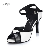 ladingwu new classic black and white collocation pu latin salsa ballroom party dance shoes womens high heels 67 58 510cm