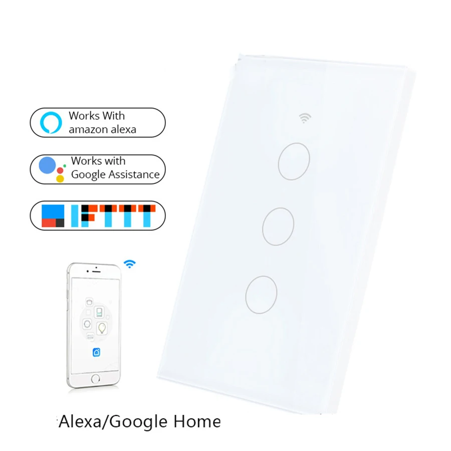 WIFI APP Control Touch Wall Switch Smart Automation Module 1 2 3 Gang US EU Standard Panel With Alexa Google Home IFTTT | Обустройство