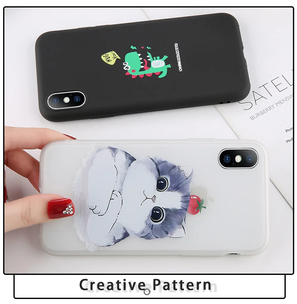 Lovebay чехол для телефона для iPhone 11, 6, 6 s, 7, 8 Plus, X, XR, XS Max, 5 5S, мягкий ТПУ чехол с милым котом, динозавром для iPhone 11Pro Max, чехол s