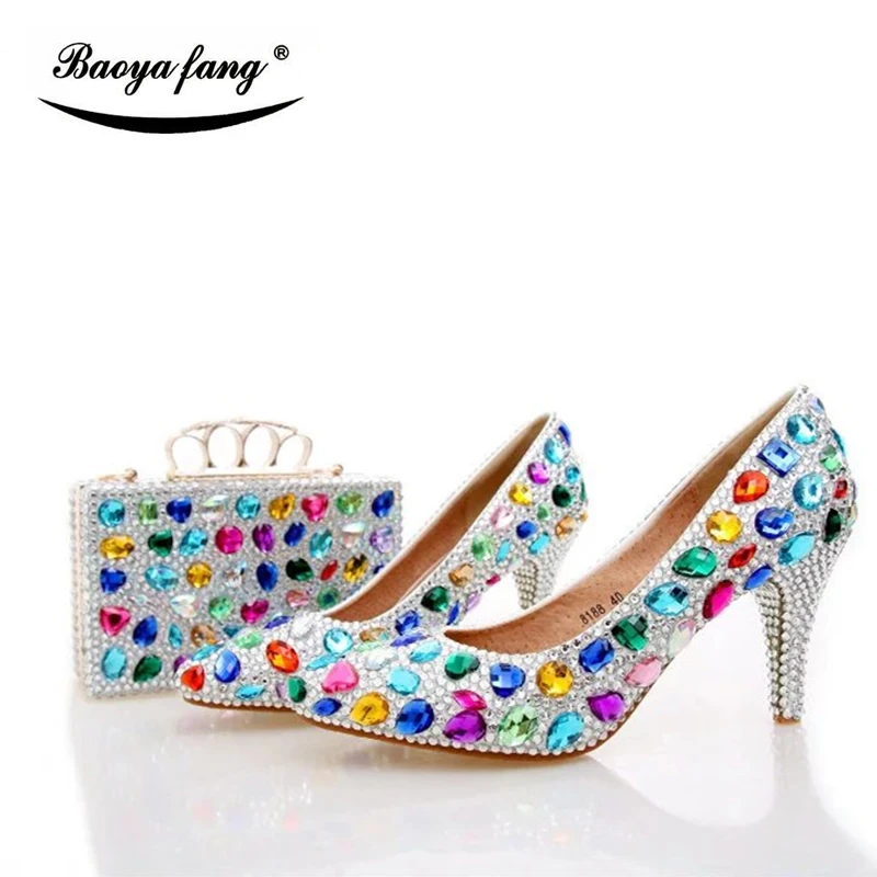 Женские свадебные туфли с острым носком 8 см Вечерние модельные сумочкой в