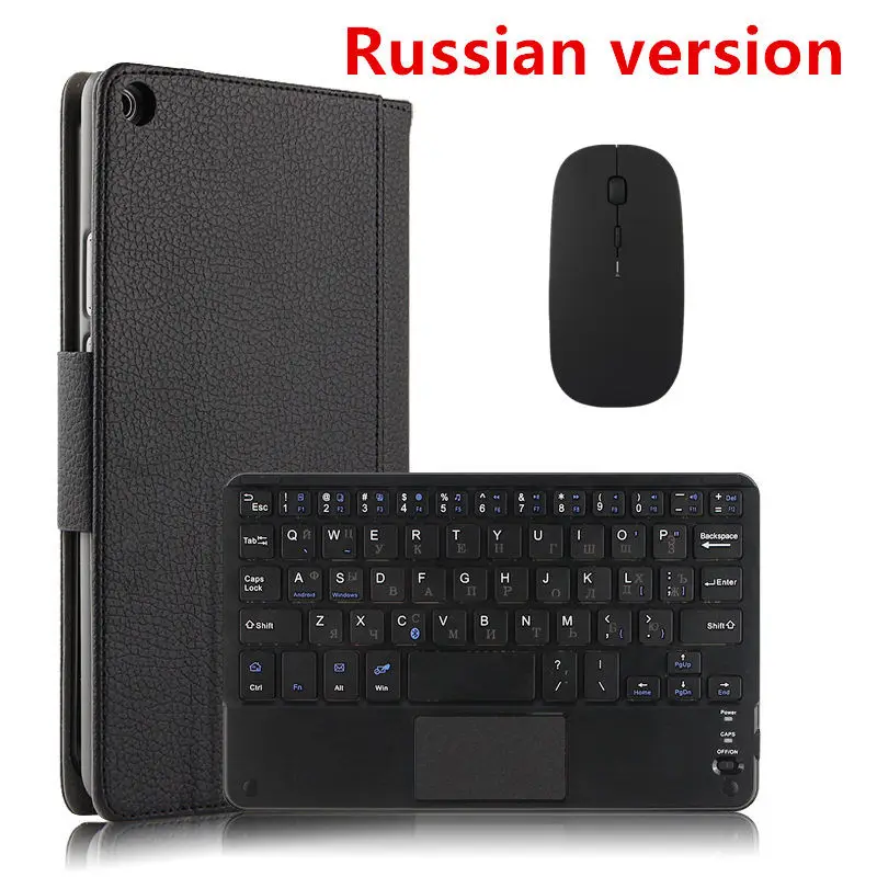 black mouse Russian Беспроводная Bluetooth клавиатура для huawei MediaPad T3 8,0 чехол Защитный Кожаный Honor Play Tablet 2 " KOB-W09 KOB-L09 T38 - Цвет: black mouse Russian