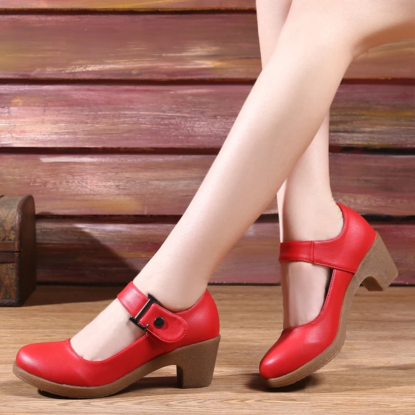 USHINE brown/black/red/White heel 6 cm Indoor /outdoor exercises teacher shoes ballroom Square Dance sneakers shoes for woman