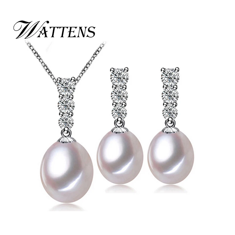 Комплект из колье и серёг серебра 925 пробы|jewelry sets for women|fashion pearl jewelry setspearl set |