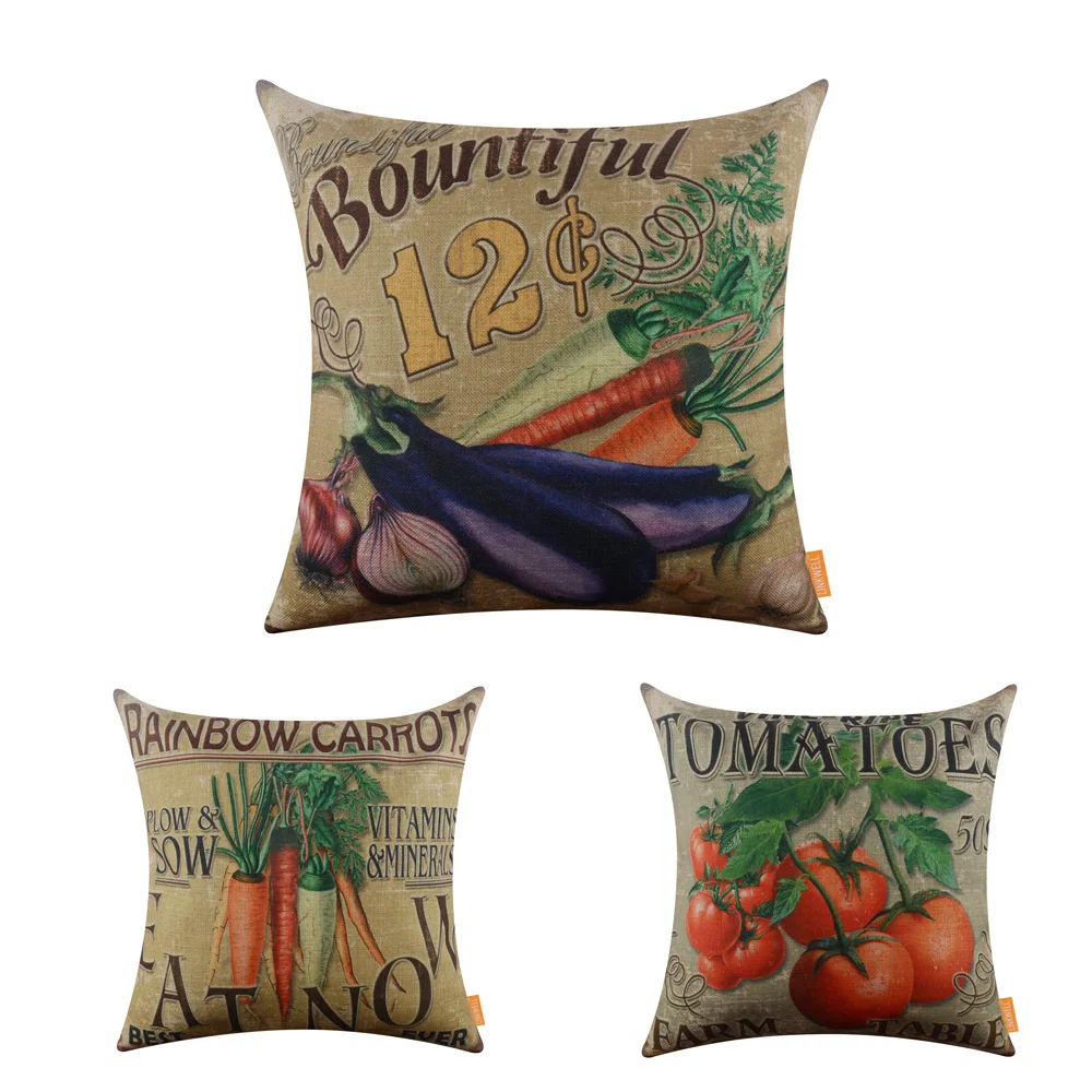 LINKWELL 45x45 см винтажная вкусная еда овощи морковка баклажаны жизнь в сельской ферме