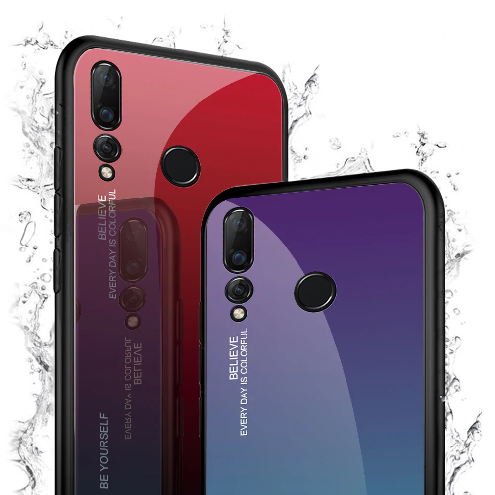 Градиентное закаленное стекло HRY-LX1T + силикон для Huawei Honor 20 Lite версия Малайзии