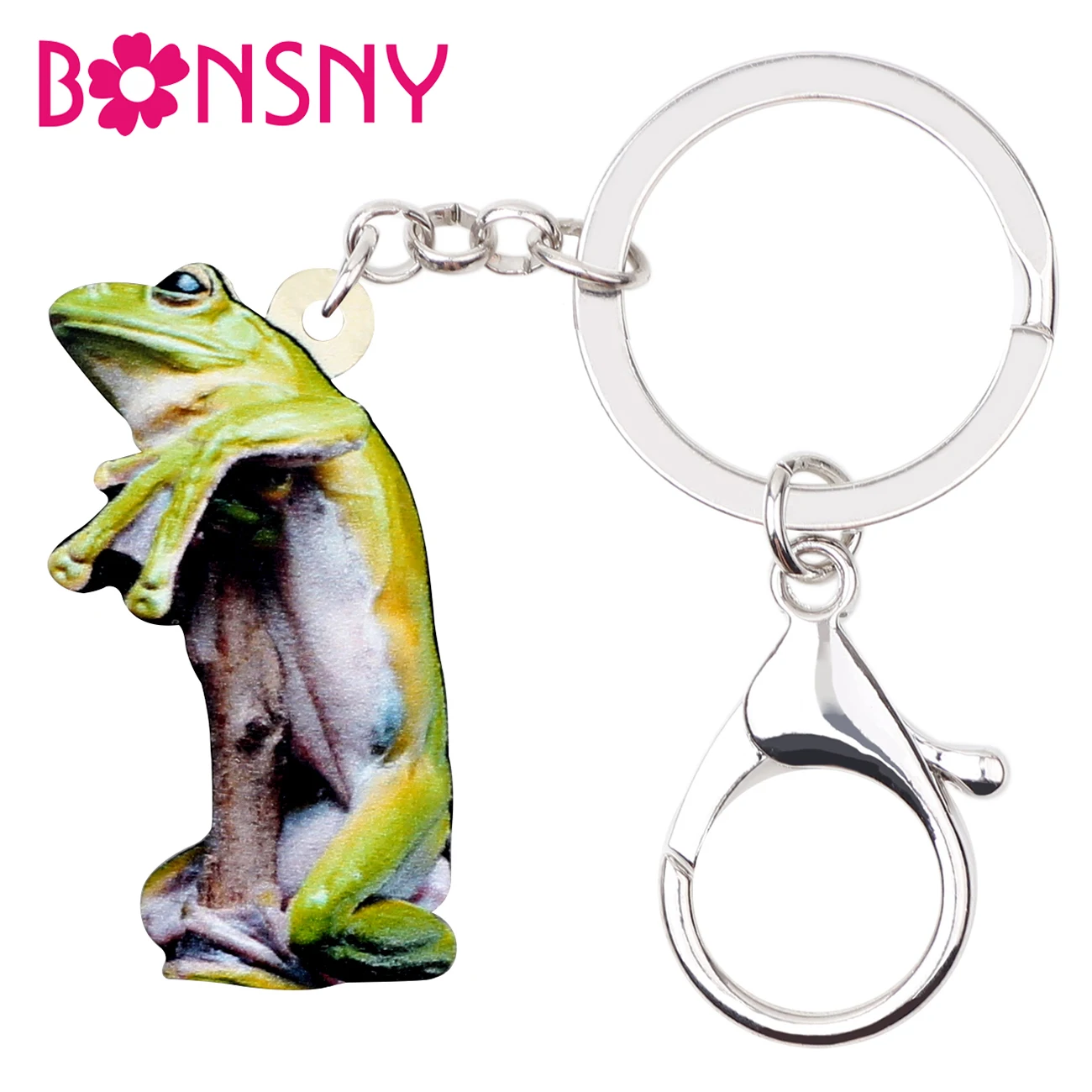 Bonsny акриловые Новинка лягушка брелки Цепочки Кольца держатель животных