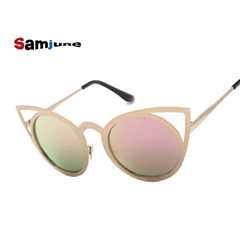 

Samjune Women sunglasses Vintage cat eye Sun glasses Metal Eyeglasses Frames Mirror shades Sexy Sunnies oculos de sol UV400