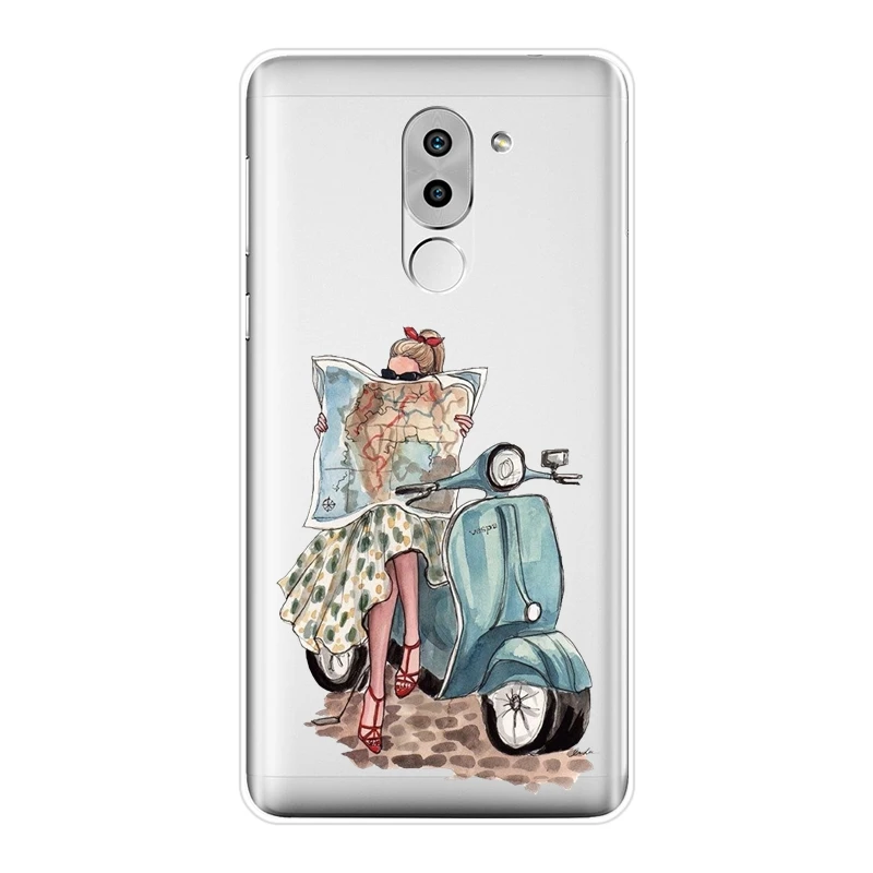 Чехол для телефона из ТПУ Huawei Honor 6 5A 4X 5X 6X мягкий силиконовый Черный дорожный