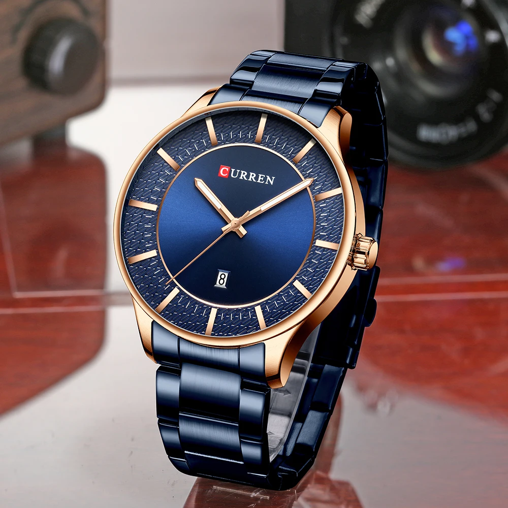 Фото Новинка CURREN Мужские кварцевые часы простые модные деловые наручные из