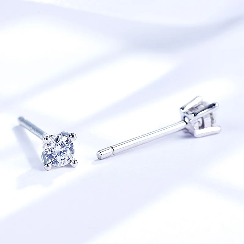 2018 New Round Shape Shining Stud Earrings 925 Silver Tiny Gift High Quality For Women Party ZES21648 | Украшения и аксессуары