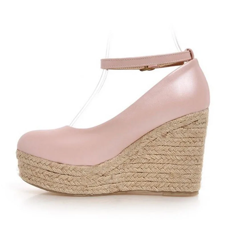 CoolCept Spring Women Pumps Round Toe Ankle Strap Wedges Shoes Solid Color Outdoor Holiday Sweet Footwear Size 33-43 | Обувь