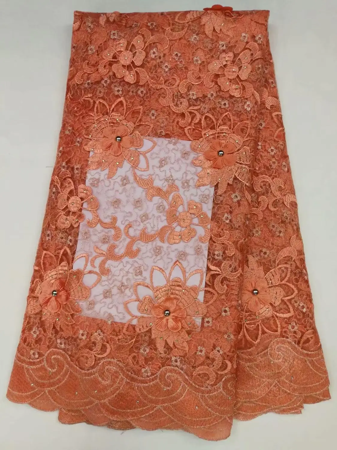 African lace fabric quality 2019 French 3-D Nigerian gauze embroidery on the rock side of Dubai | Дом и сад