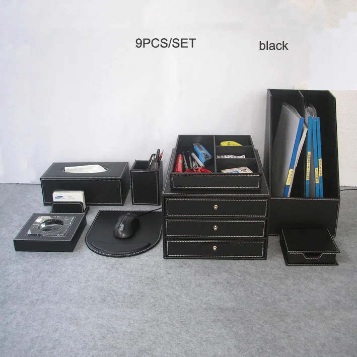 9 шт./компл. деревянный кожаный офисный стол канцелярские принадлежности и