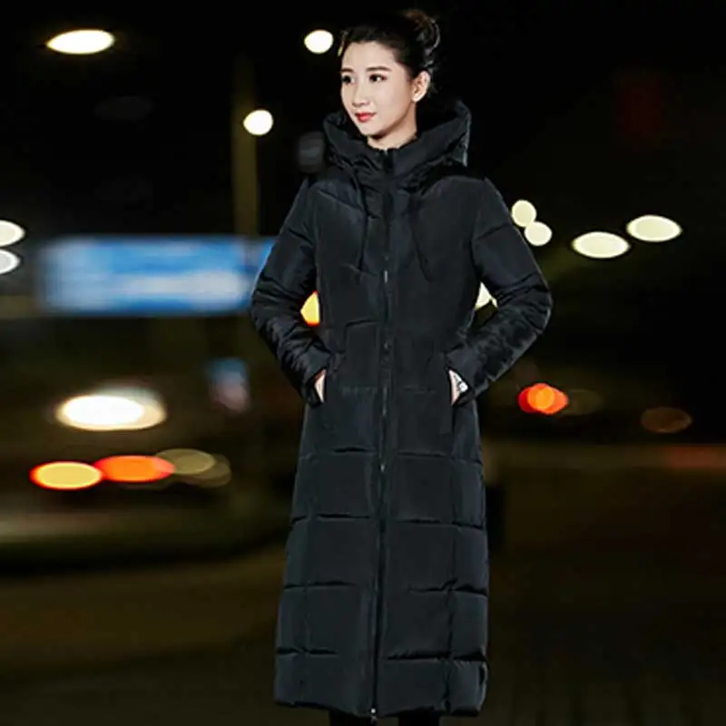 6XL Plus size Women Down Cotton Jacket 2018 Winter New Thickened Hooded Female Cotton Coat Female long Jacket Parkas WZ741