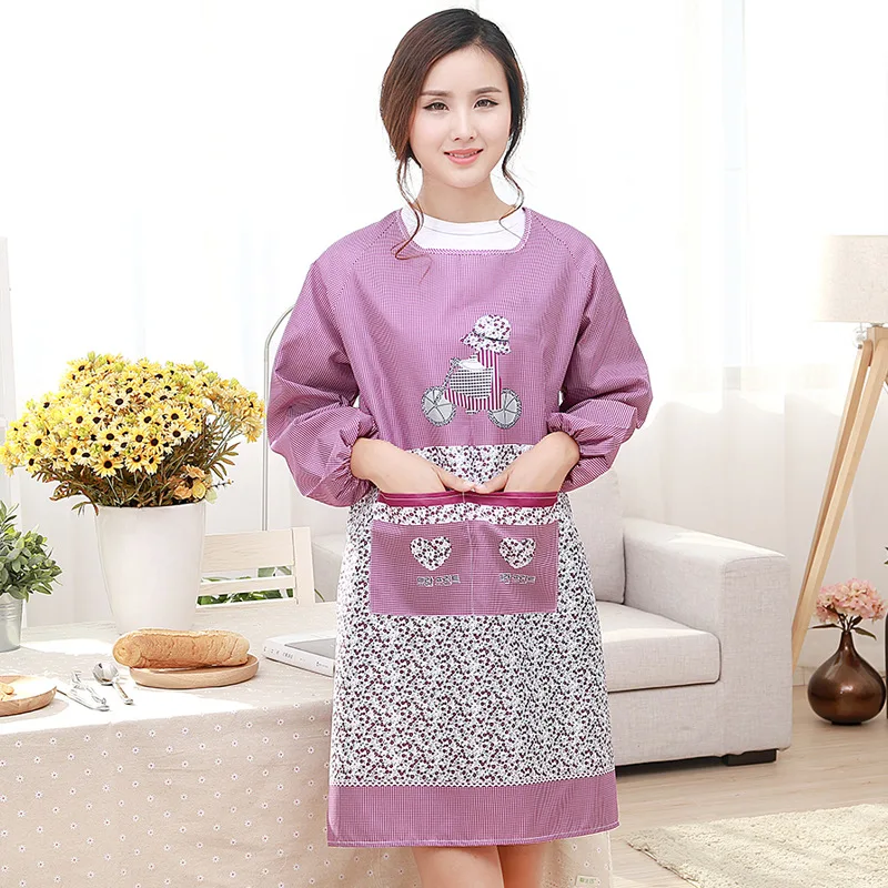 Женские фартуки с длинным рукавом и карманами Кухонные карманами|long sleeve apron|aprons for
