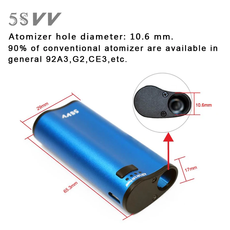 2 в 1 Mjtech 5s Vv мини мод для электронных сигарет 650 мАч механический электронная