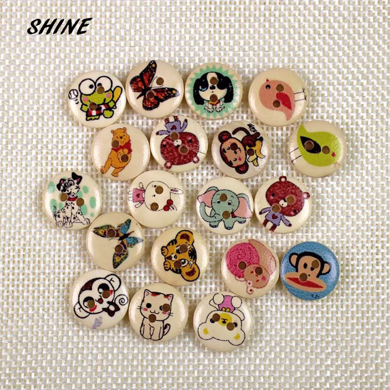 

SHINE Wooden Sewing Buttons Scrapbooking Round Mixed Two Holes Pattern 15mm Dia. 50 PCs Costura Botones bottoni botoes