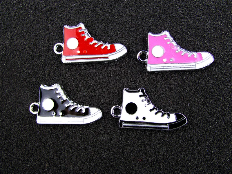 

AE631 Mix Color 50Pcs Alloy Metal Enamel Canvas shoes Charms Pendant 32x18mm bead