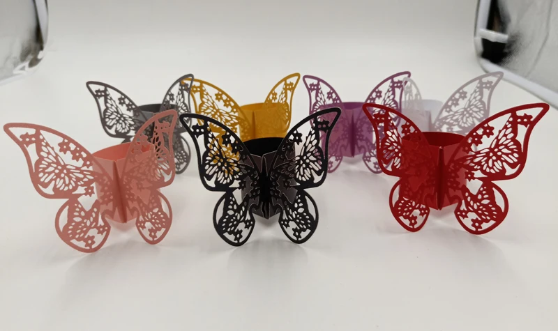 50Pieces/Lot Butterfly Style Laser Cut Porta Guardanapo Paper Napkin Rings napkins Holders Hotel Wedding Favors Table Decoration