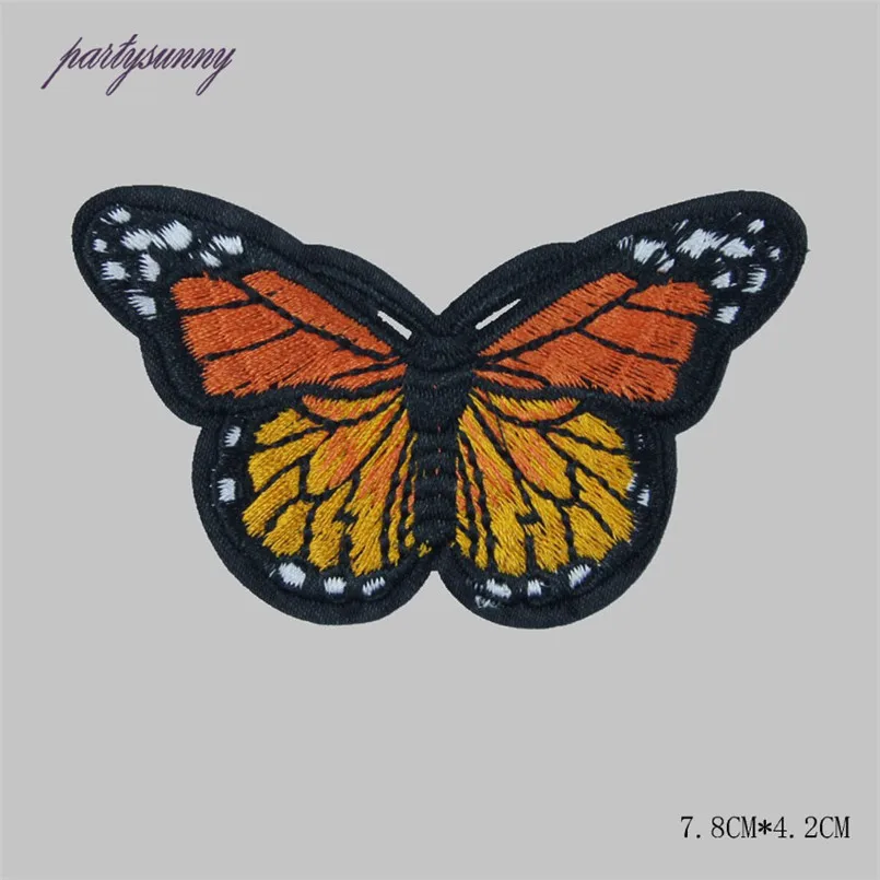 PF 10pcs/lot Colorful Butterfly Patches Appliques Embroidery Patch Thermo-stickers Stripes for Clothes Backpack Decoration TB034 | Дом и сад