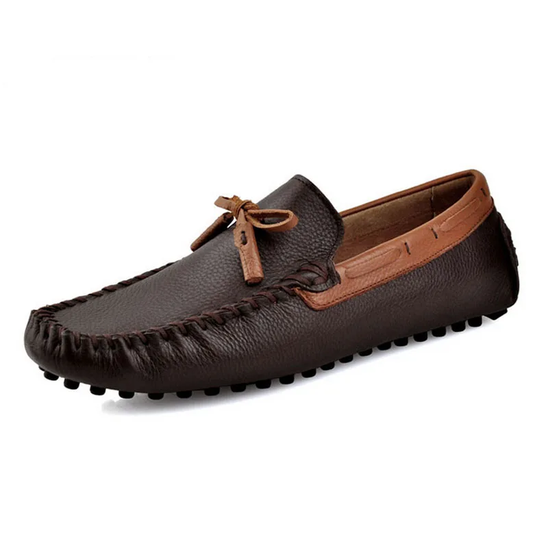 Для мужчин шаг в Slip-on Повседневное мокасины из натуральной кожи Лоферы дышащая