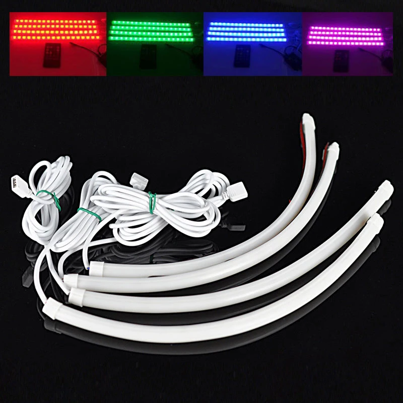 Светодиодная ленсветильник RGB для автомобиля лампа с музыкальным управлением 7