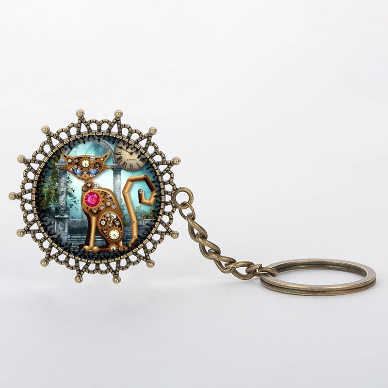 SUTEYI кабошон с купольным стеклом цепочка для ключей винтажные часы в стиле