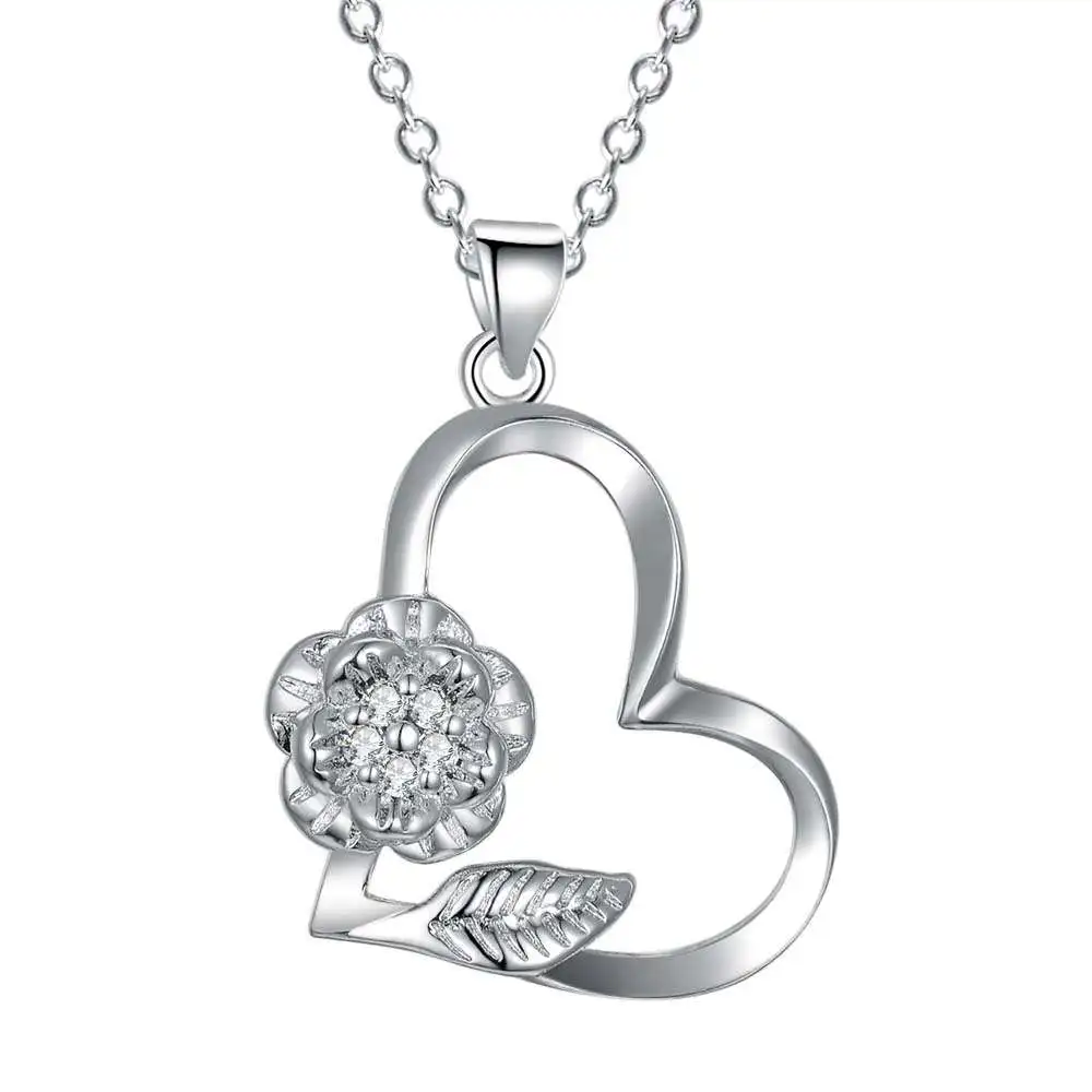 Ожерелье женское новое сердце цветок ожерелье с подвеской со стразами bijoux femme 3