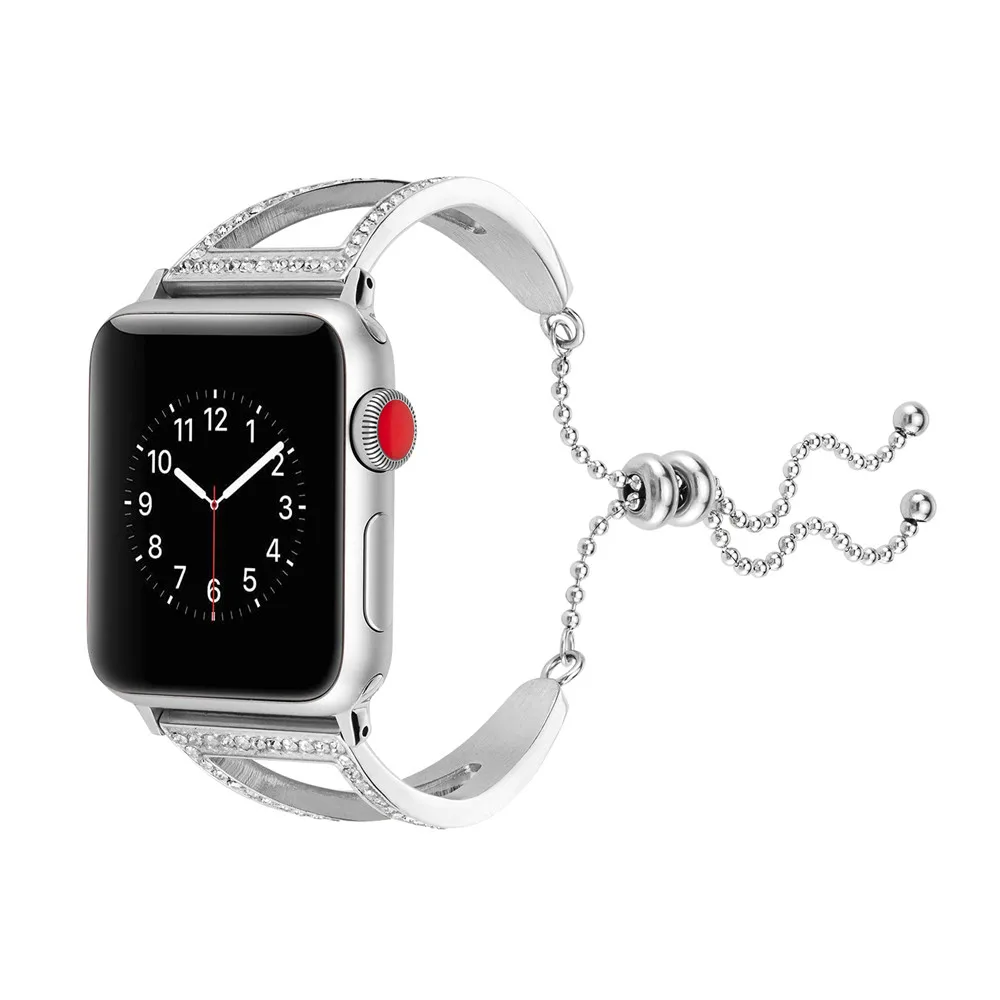 Новый дизайн Женский металлический браслет с бриллиантами для Apple Watch SE Band 38 мм 42 40