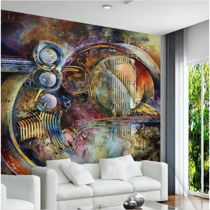 3D объемные фотообои на заказ старая металлическая текстура динамическая круглая