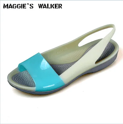 

Maggie's Walker Beach Shoes Women Jelly Sandals Summer Fashion Candy-colored Mixed-color Sweet Resin Wedges Sandals Size 35~40