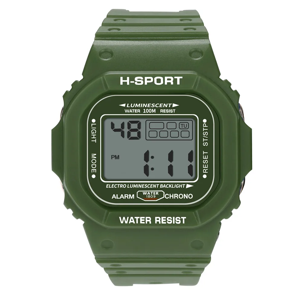 Army Green Relogio Masculino, квадратные, для женщин, для мужчин, спортивные часы, аналоговые, цифровые, военный, светодиодный, водонепроницаемые, для улицы, для бега, наручные часы, A40 - Цвет: Army Green