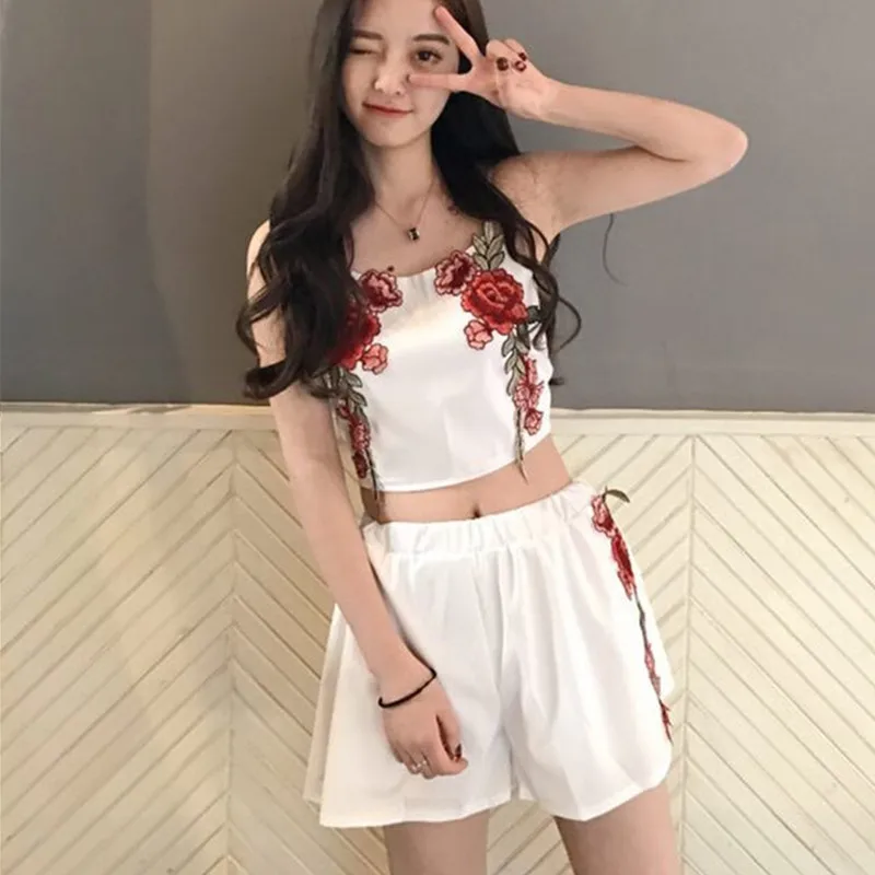 Сексуальный комплект из двух предметов лето 2018 женский костюм с шортами стиле со