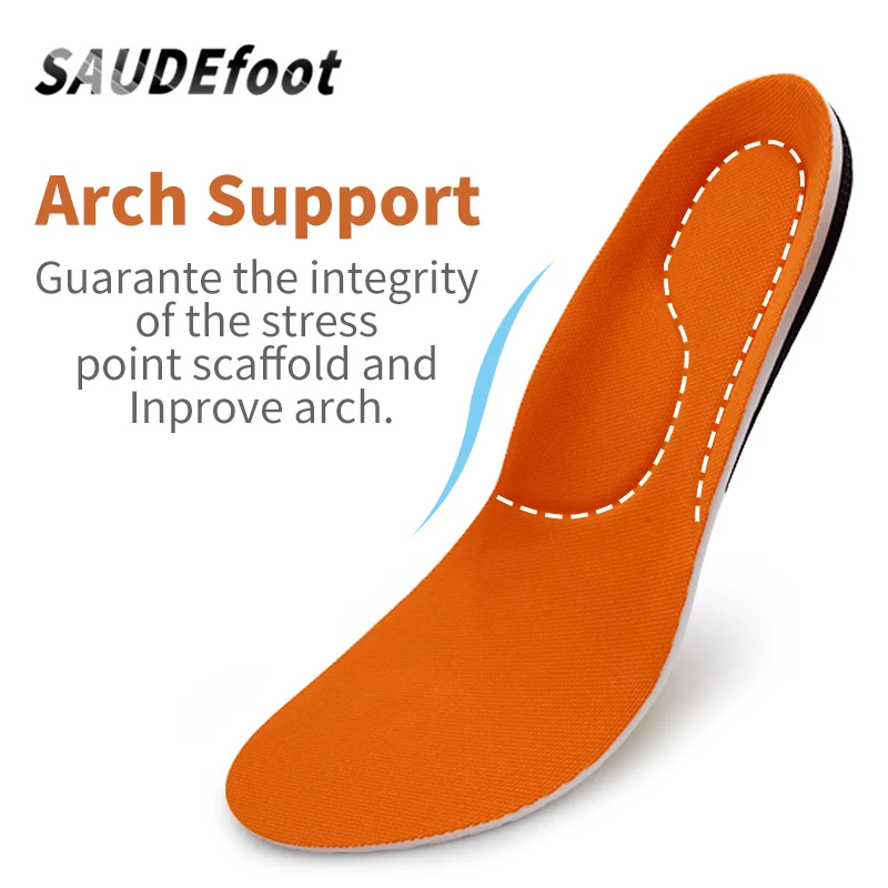 Saudefoot Shock Absorption Sport Shoes Insoles Arch Support High Elasticity Foot Pads Memory Foam Sneaker Insert for Unisex
