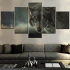 Модульные картины в рамке, печать HD, Картина на холсте с изображением животных, волка, 5 шт., домашнее декоративное настенное искусство для гостиной, художественный постер