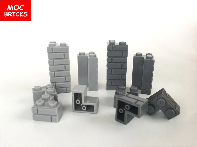 100 шт./лот MOC кирпич светло-серый и темно-серый базовый Угловые камни 2x2 подходит
