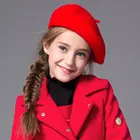 Детский берет Зимний милый черный красный шерстяной берет шапка Кепка береты для девочек шапка художника от 2 до 8 лет DS19
