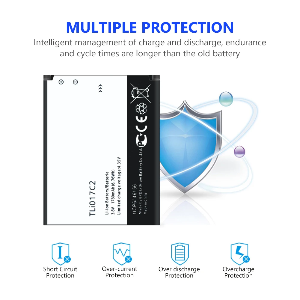 1780 мА/ч TLi017C2 Батарея для чехол с откидной крышкой Alcatel One Touch PIXI 3 4 5 &quot5019D 5017X 5027B