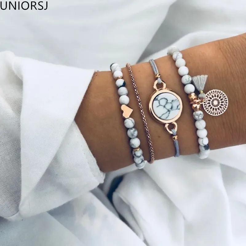 4 шт./компл. богемные ручной работы Плетение Сердце Длинный браслет наборы для