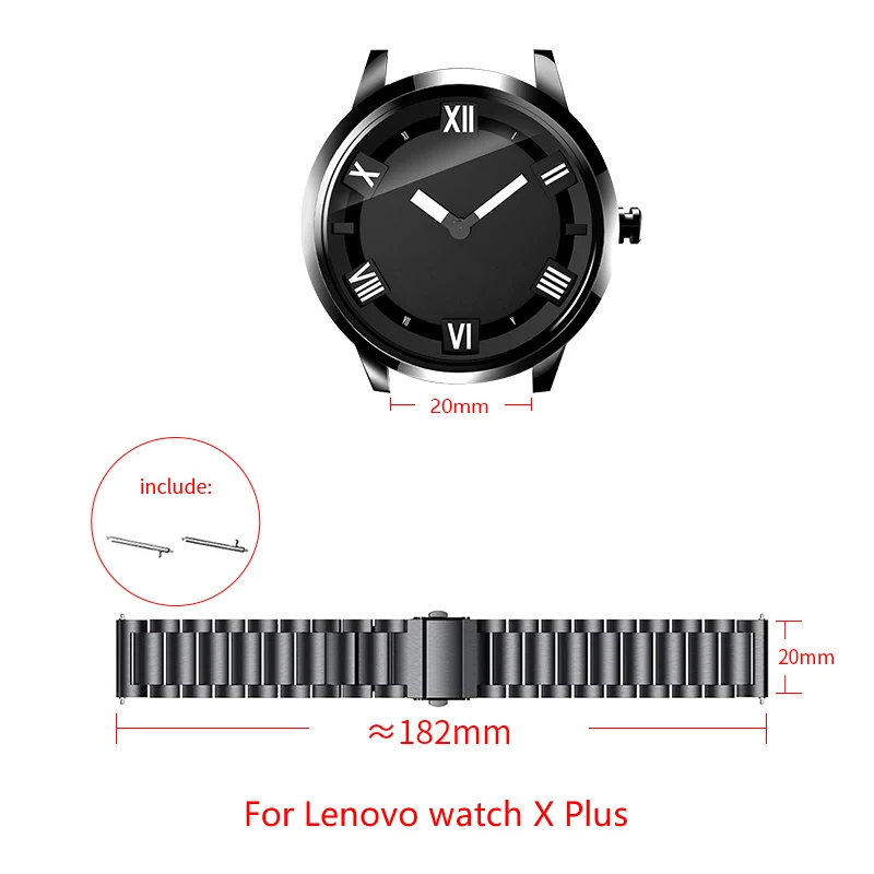 Ремешок из нержавеющей стали для Lenovo watch X Plus сменный складной металлический