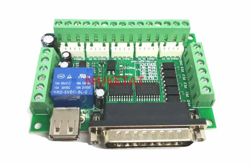 

1pcs MACH3 Engraving machine 5 Axis CNC Breakout Board With Optical Coupler For Stepper Motor drive controller no with USB cable