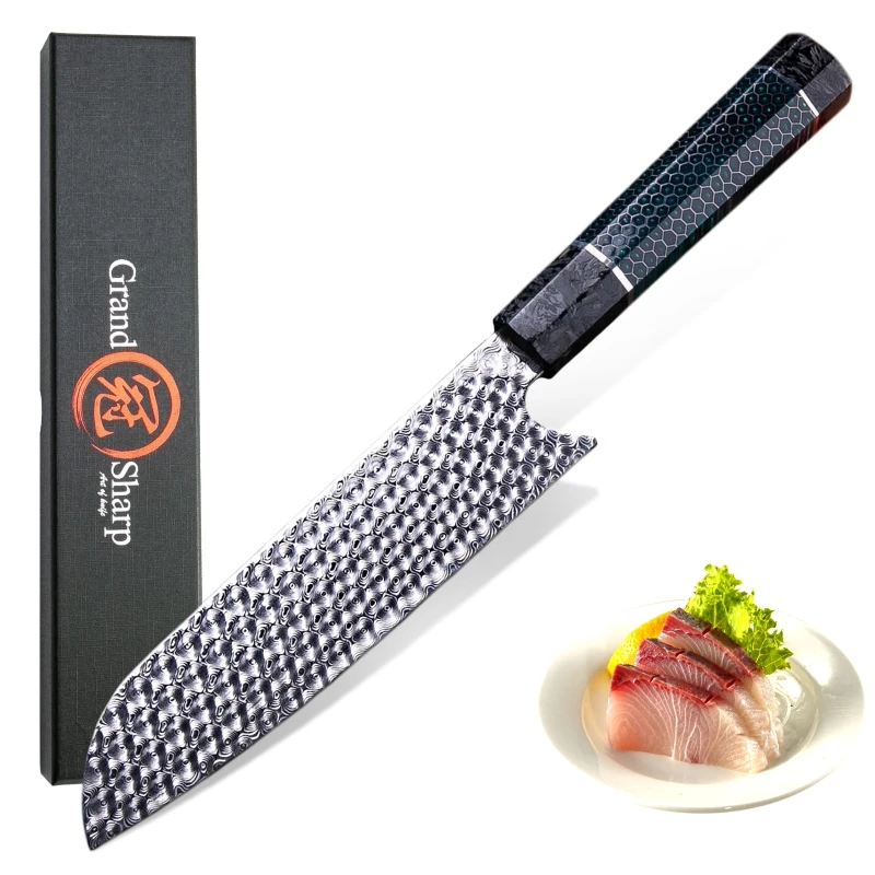 Handmade Kitchen Knife 110 Layers Damascus Steel Premium Santoku Knives Japanese Style with Gift Box Grandsharp | Дом и сад