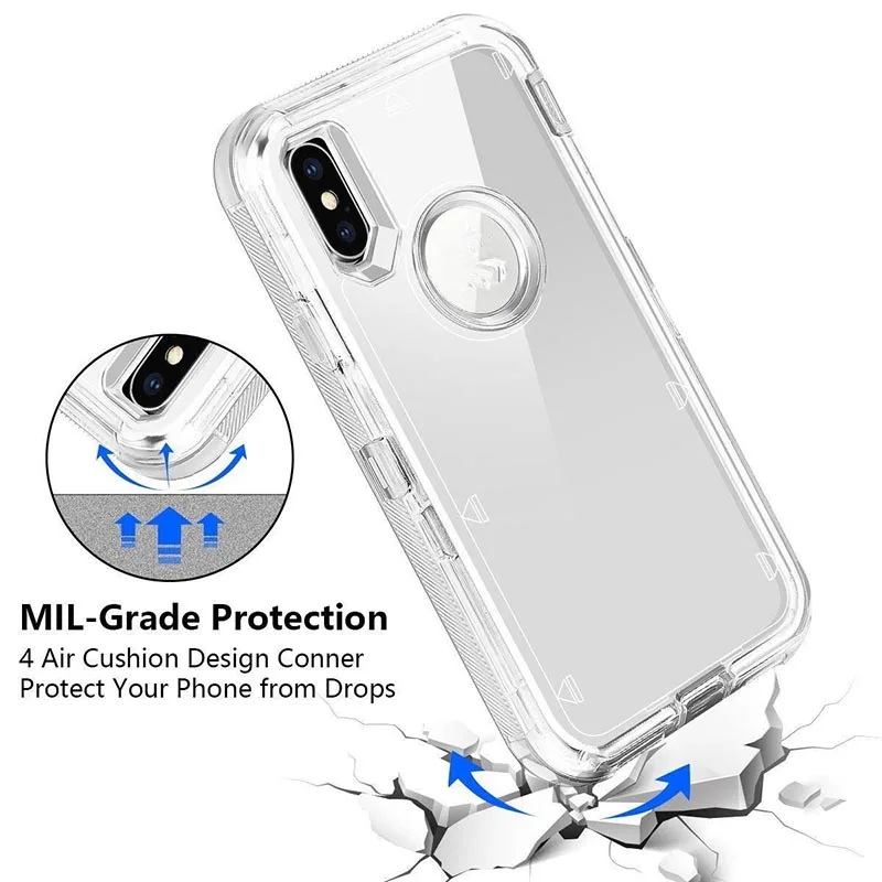 3 in 1 Clear Robot Transparent Case Cover for iPhone X XS MAX 8 7 Plus 360 Full Protect Shockproof Hard PC Cute Bling |